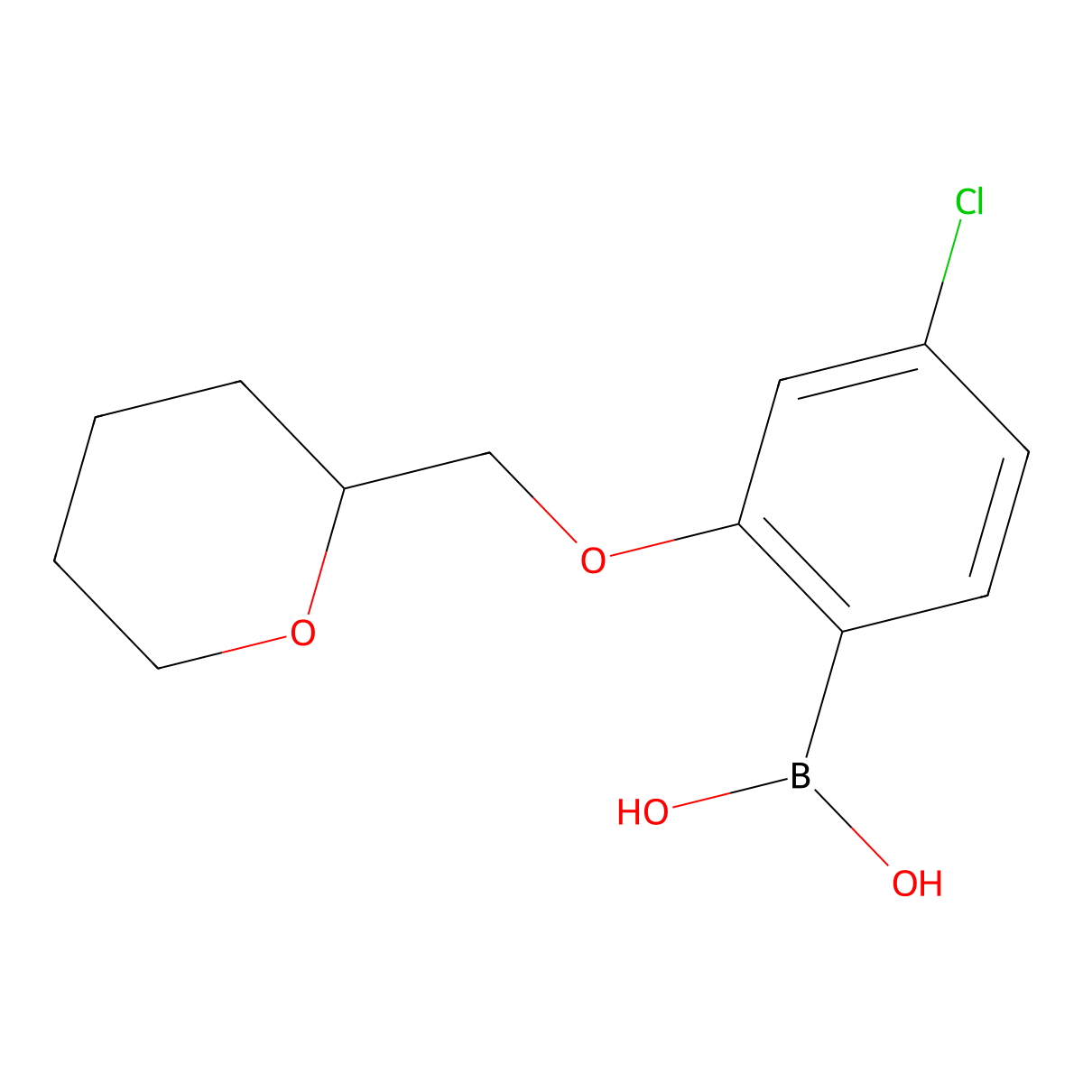 4-Chloro-2-((tetrahydro-2H-pyran-2-YL)methoxy)phenylboronic acid molecular structure, CAS 2096332-15-7