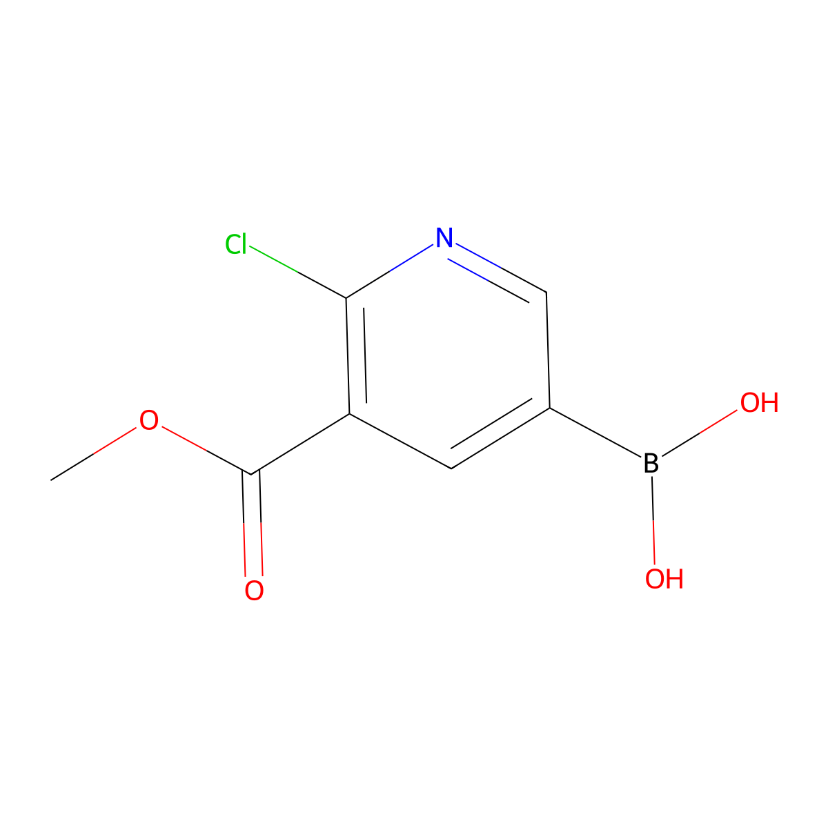 2-Chloro-3-(methoxycarbonyl)pyridine-5-boronic acid molecular structure, CAS 2096332-17-9