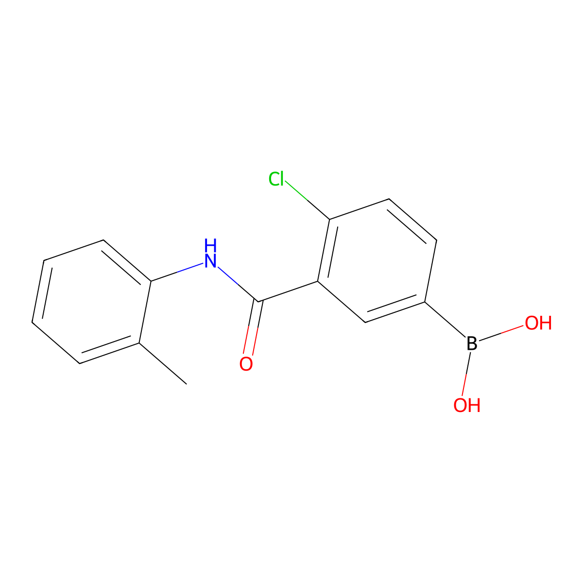 (4-Chloro-3-(o-tolylcarbamoyl)phenyl)boronic acid molecular structure, CAS 2096332-22-6