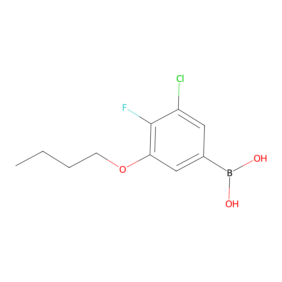 3-Butoxy-5-chloro-4-fluorophenylboronic acid molecular structure, CAS 2096332-32-8