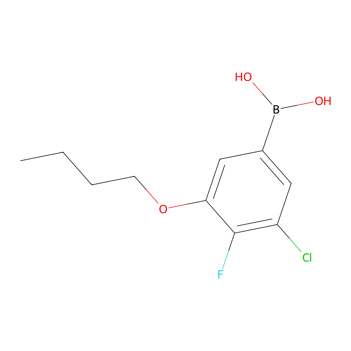 3-Butoxy-5-chloro-4-fluorophenylboronic acid molecular structure, CAS 2096332-32-8