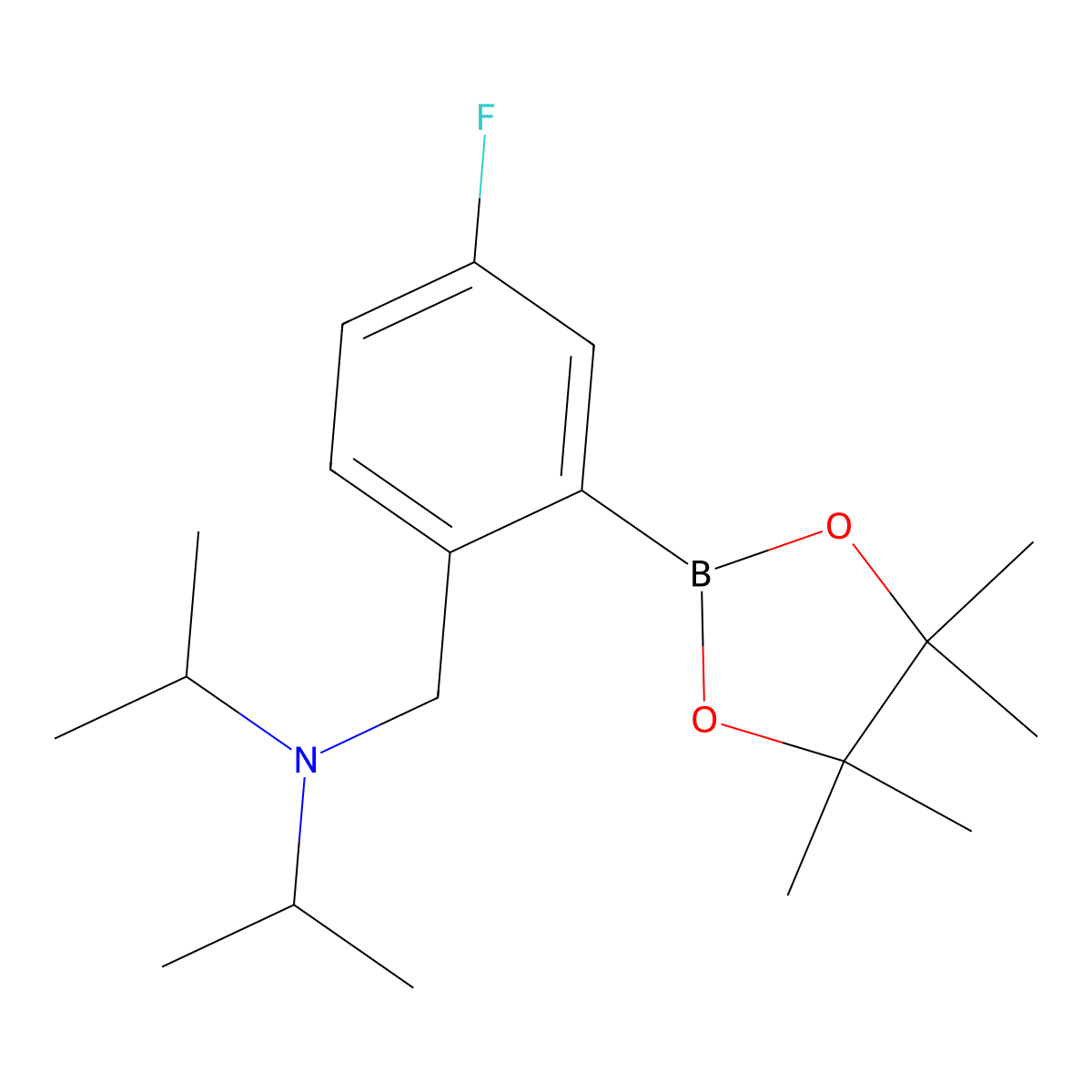 N-(4-Fluoro-2-(4,4,5,5-tetramethyl-1,3,2-dioxaborolan-2-yl)benzyl)-N-isopropylpropan-2-amine molecular structure, CAS 2096332-47-5