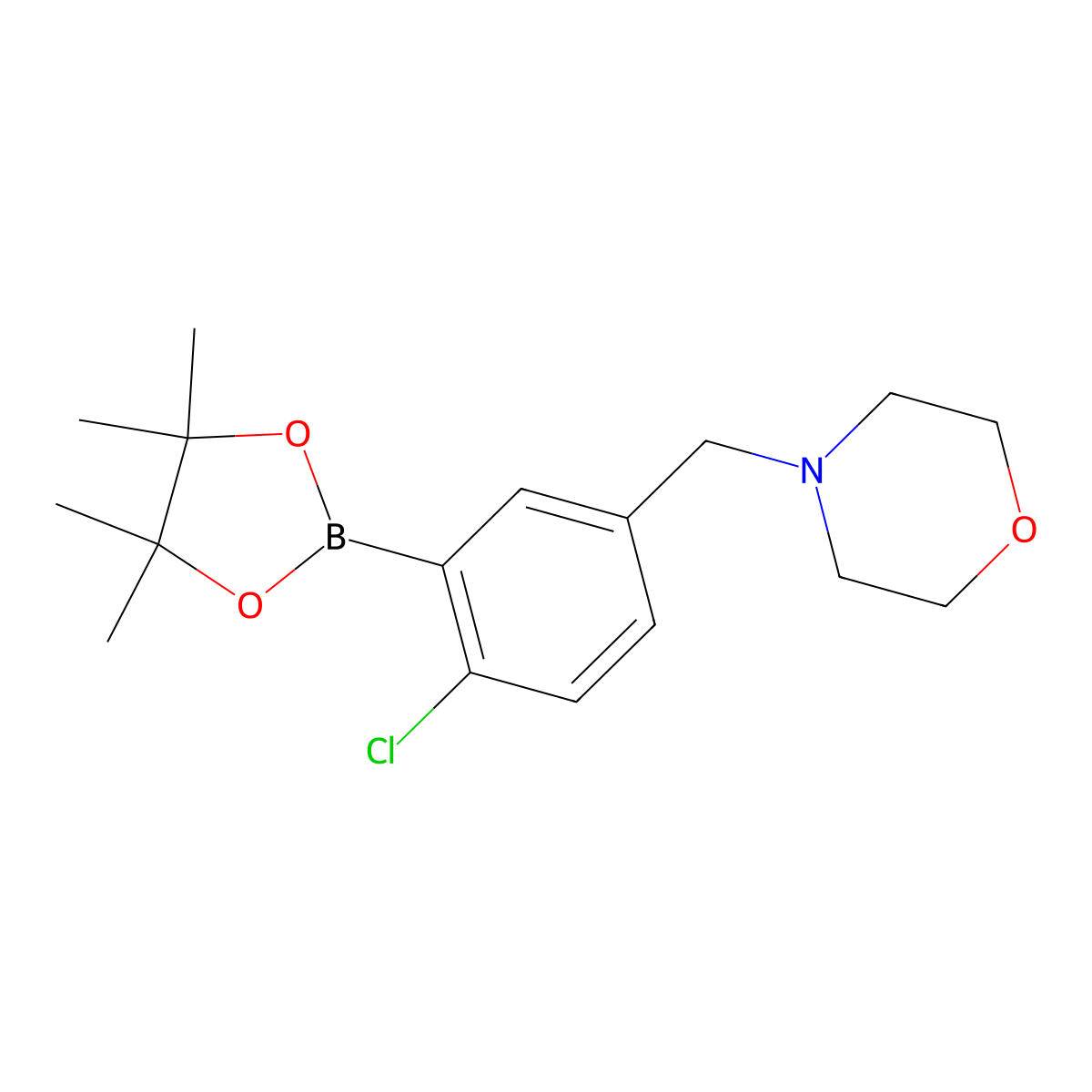 2-Chloro-5-(morpholinomethyl)phenylboronic acid, pinacol ester molecular structure, CAS 2096332-48-6