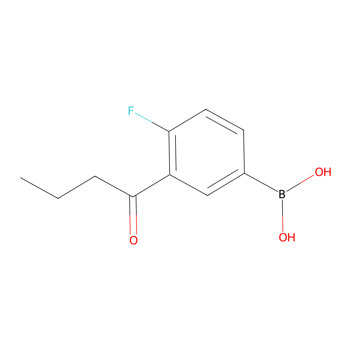 3-Butanoyl-4-fluorophenylboronic acid molecular structure, CAS 2096332-56-6