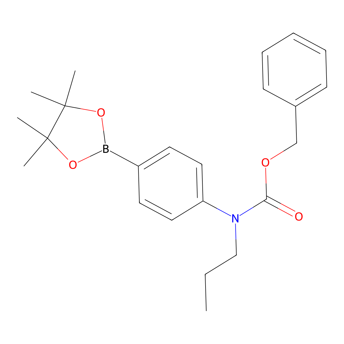 Benzyl propyl(4-(4,4,5,5-tetramethyl-1,3,2-dioxaborolan-2-yl)phenyl)carbamate molecular structure, CAS 2096332-60-2