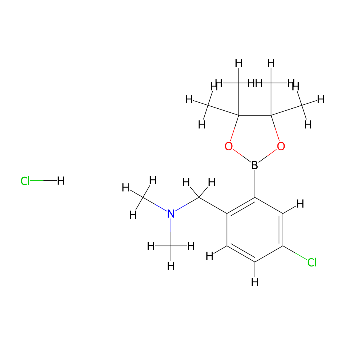 5-Chloro-2-(dimethylaminomethyl)phenylboronic acid, pinacol ester, HCl molecular structure, CAS 2096332-71-5