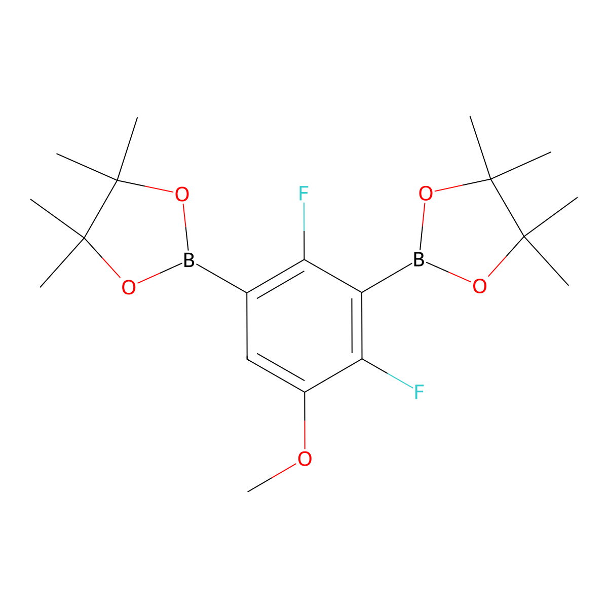 2,4-Difluoro-5-methoxyphenyl-1,3-diboronic acid, pinacol ester molecular structure, CAS 2096332-73-7