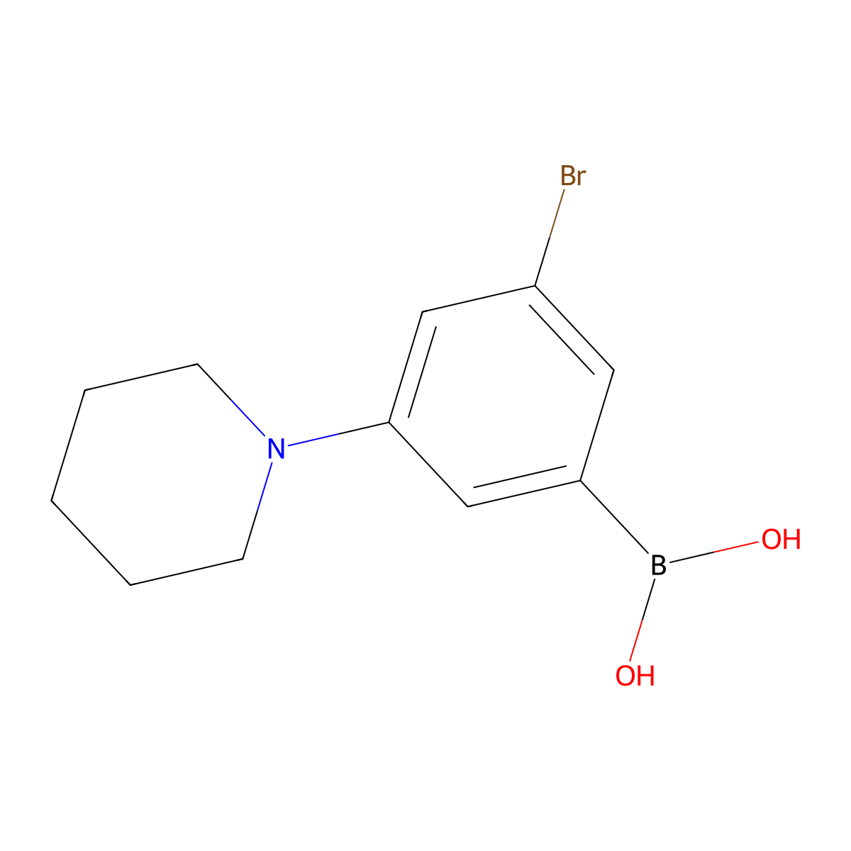 3-Bromo-5-(piperidin-1-YL)phenylboronic acid molecular structure, CAS 2096333-12-7