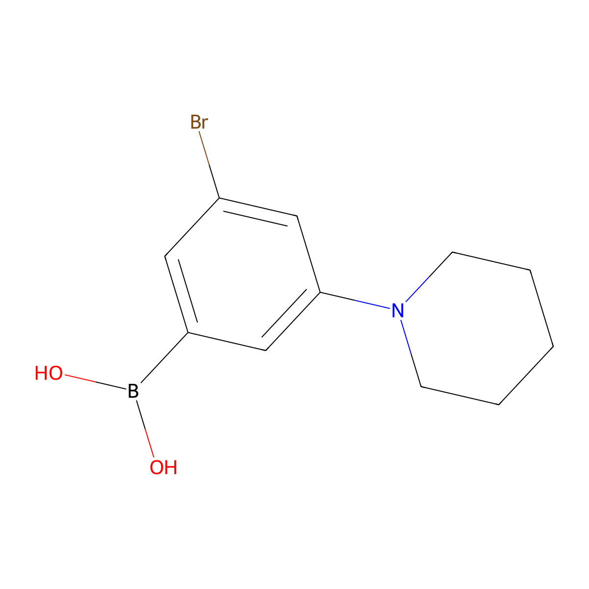 3-Bromo-5-(piperidin-1-YL)phenylboronic acid molecular structure, CAS 2096333-12-7