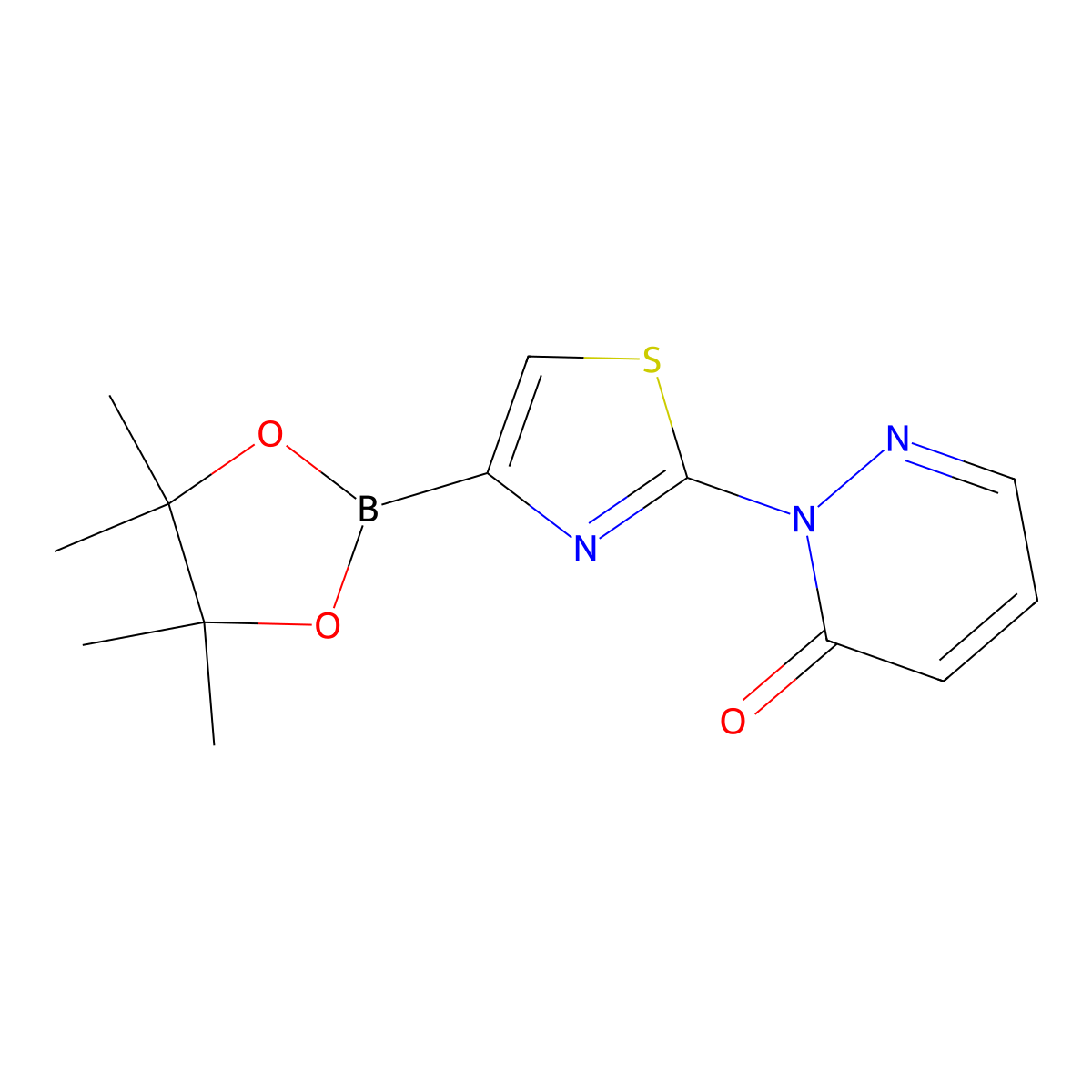 2-[Pyridazin-3(2H)-one]thiazole-4-boronic acid pinacol ester molecular structure, CAS 2096333-22-9