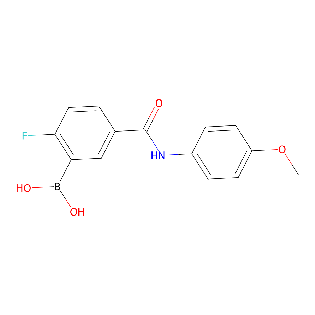 (2-Fluoro-5-((4-methoxyphenyl)carbamoyl)phenyl)boronic acid molecular structure, CAS 2096333-28-5