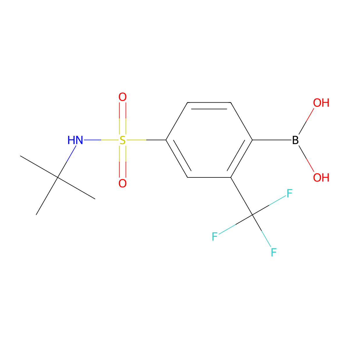 4-(N-tert-Butylsulfamoyl)-2-trifluoromethylphenylboronic acid molecular structure, CAS 2096333-30-9