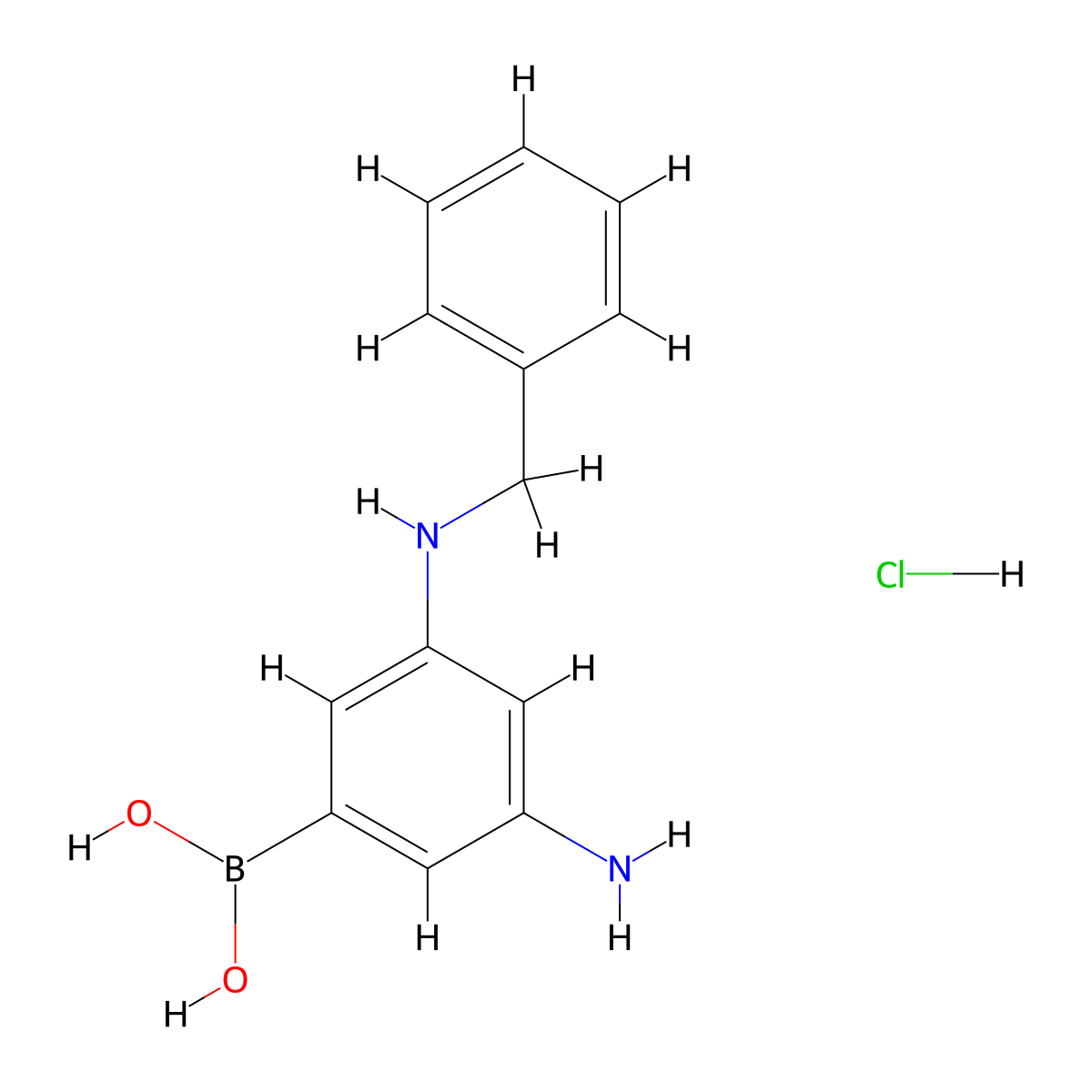 (3-Amino-5-(benzylamino)phenyl)boronic acid hydrochloride molecular structure, CAS 2096333-54-7