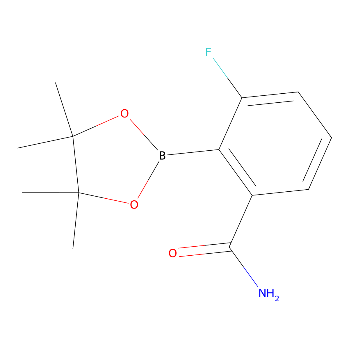 2-Carbamoyl-6-fluorophenylboronic acid pinacol ester molecular structure, CAS 2096333-57-0