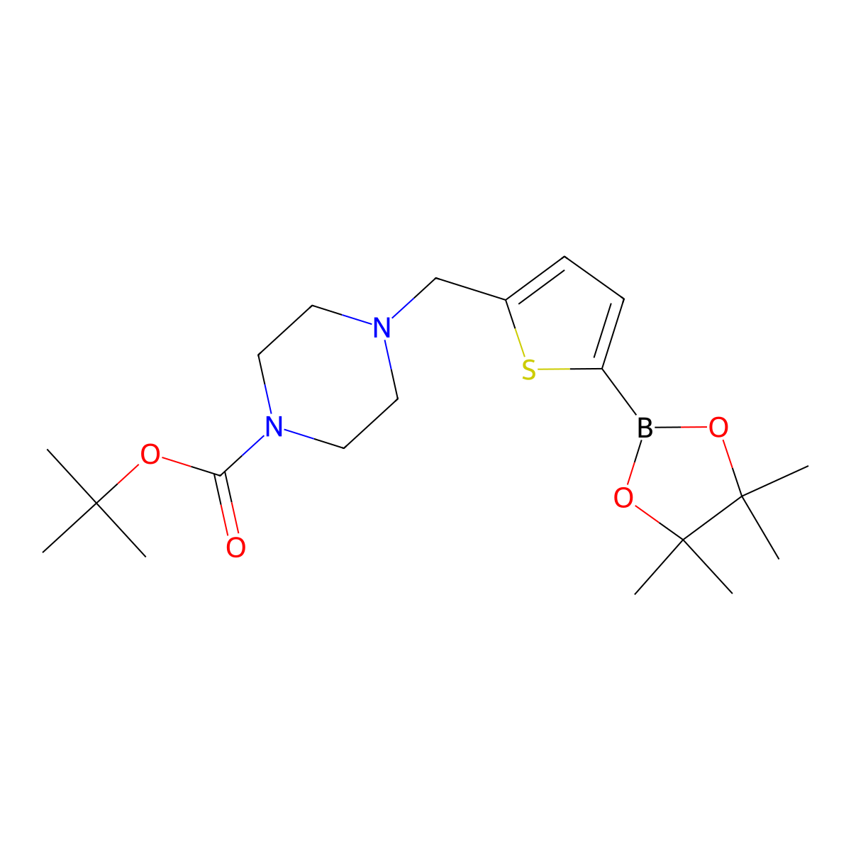 5-((4-Boc-piperazine)methyl)-2-thiopheneboronic acid pinacol ester molecular structure, CAS 2096333-65-0