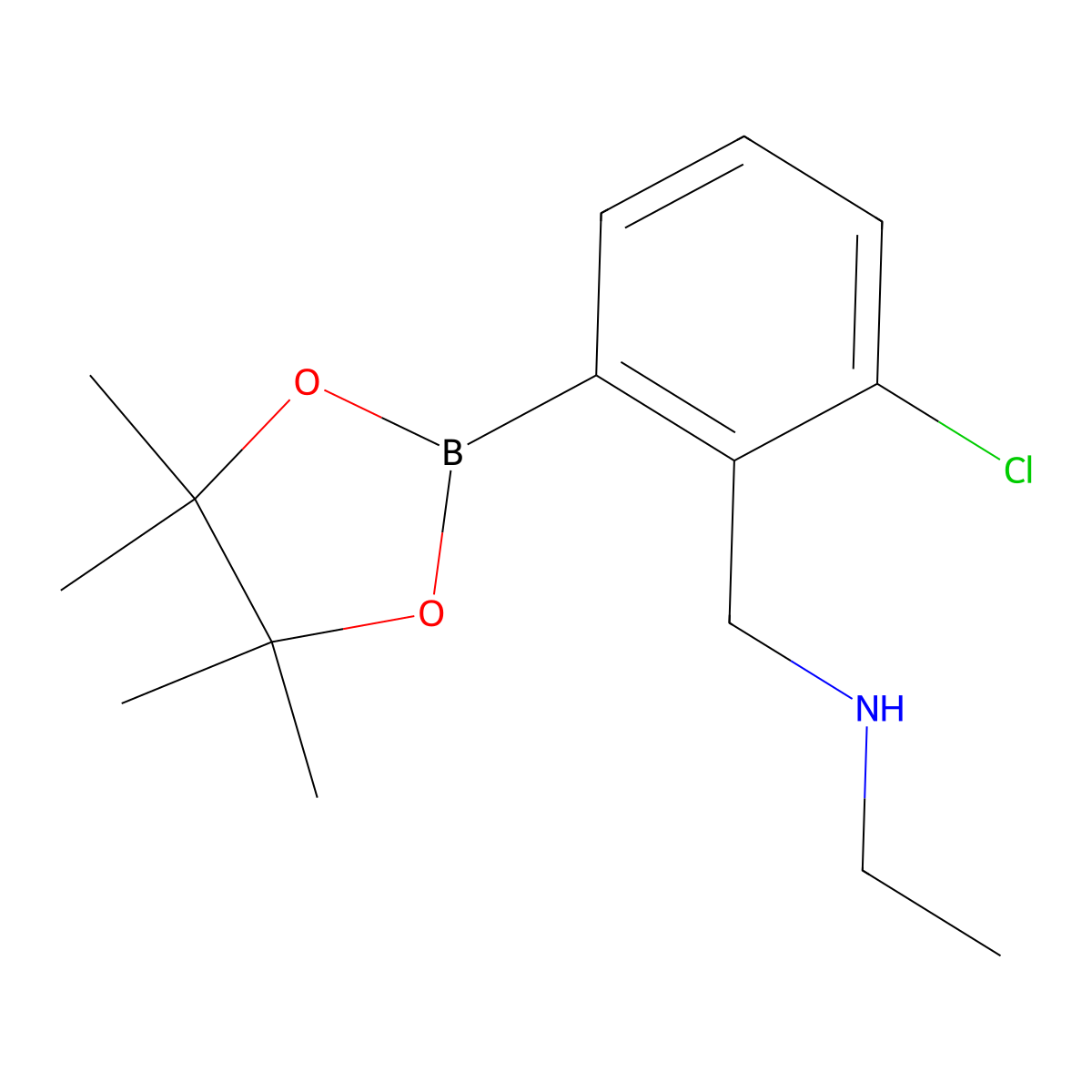 3-Chloro-2-(N-ethylaminomethyl)phenylboronic acid, pinacol ester molecular structure, CAS 2096333-72-9
