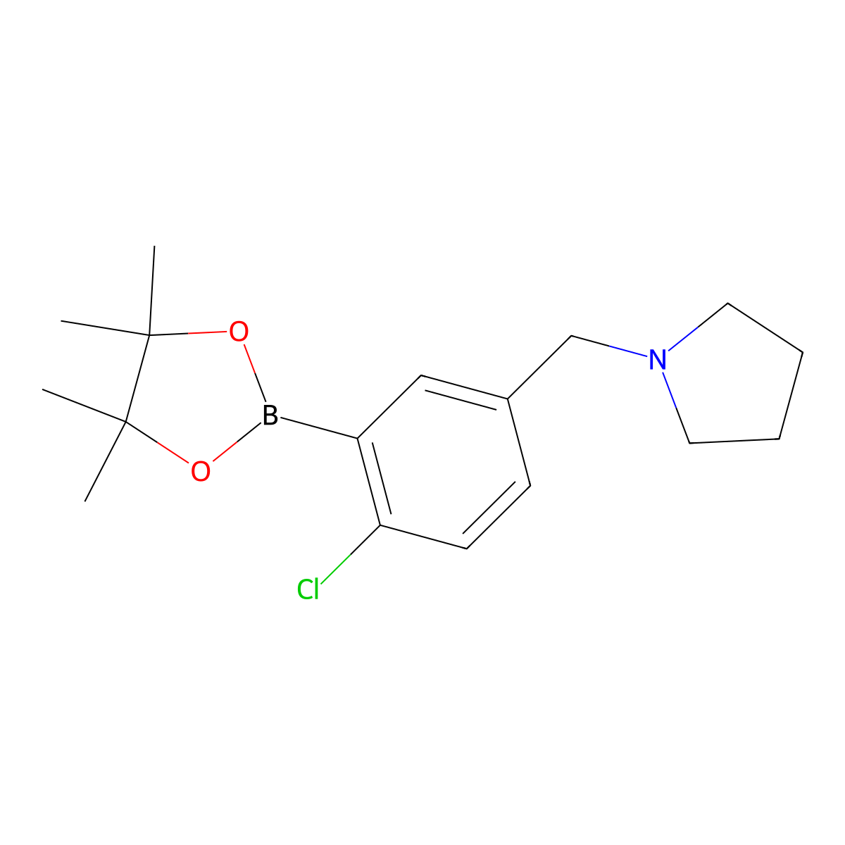 2-Chloro-5-(pyrrolidinomethyl)phenylboronic acid, pinacol ester molecular structure, CAS 2096333-77-4