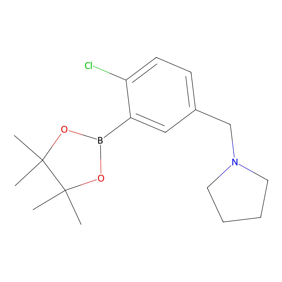 2-Chloro-5-(pyrrolidinomethyl)phenylboronic acid, pinacol ester molecular structure, CAS 2096333-77-4