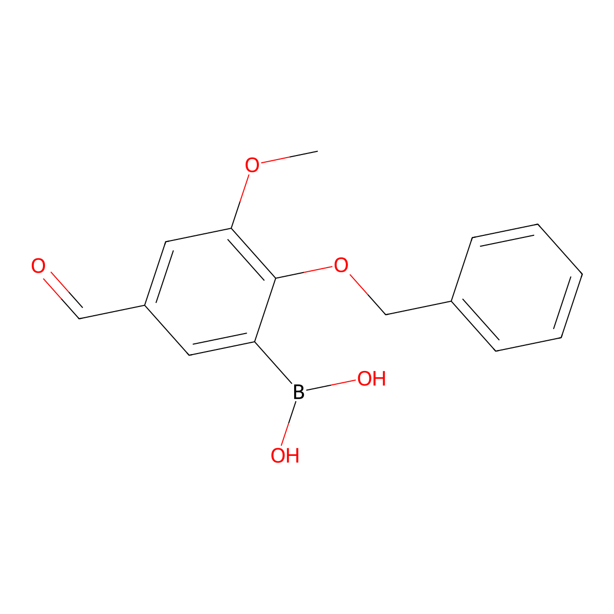2-Benzyloxy-5-formyl-3-methoxybenzeneboronic acid molecular structure, CAS 2096333-82-1