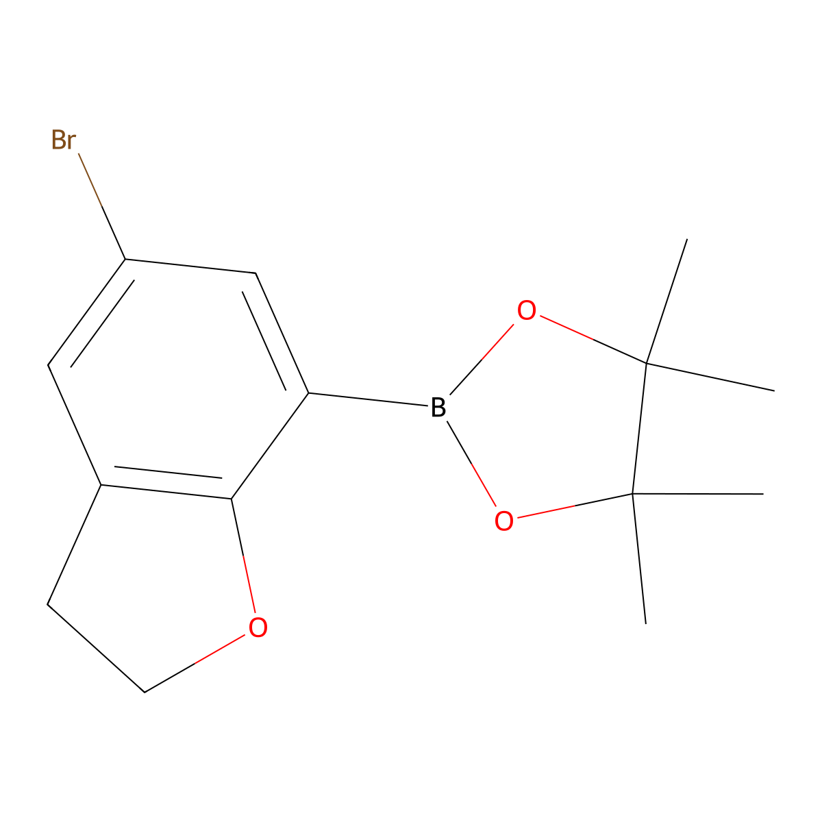 2-(5-Bromo-2,3-dihydrobenzofuran-7-yl)-4,4,5,5-tetramethyl-1,3,2-dioxaborolane molecular structure, CAS 2096333-86-5