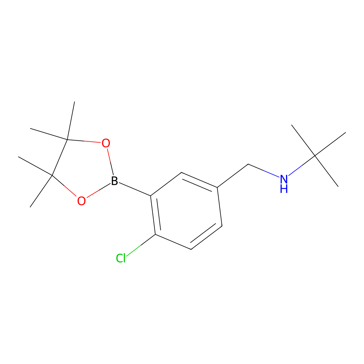5-(N-t-Butylaminomethyl)-2-chlorophenylboronic acid, pinacol ester molecular structure, CAS 2096333-91-2