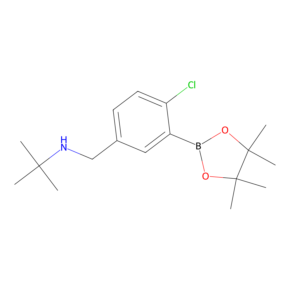 5-(N-t-Butylaminomethyl)-2-chlorophenylboronic acid, pinacol ester molecular structure, CAS 2096333-91-2
