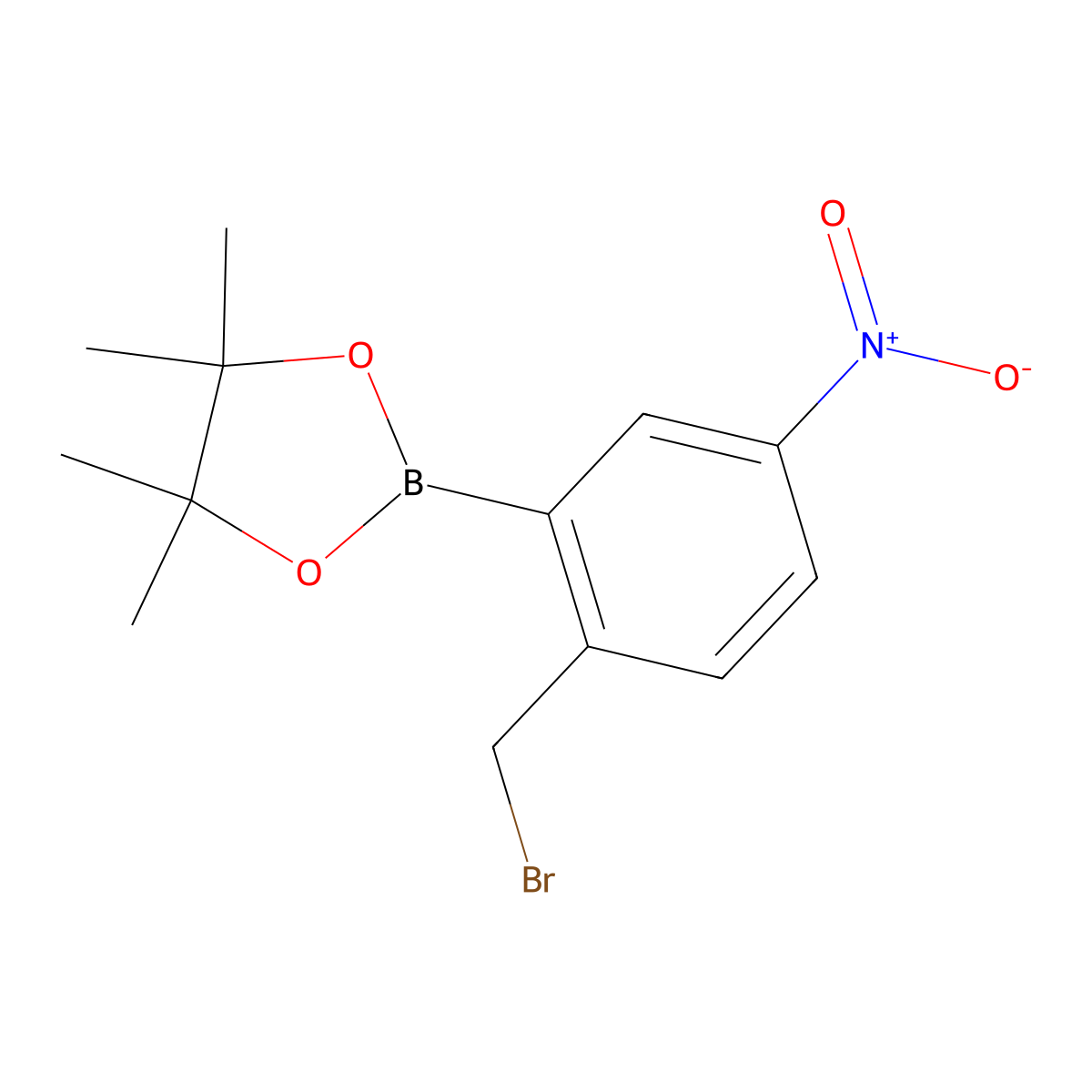 2-Bromomethyl-5-nitrophenylboronic acid, pinacol ester molecular structure, CAS 2096333-96-7