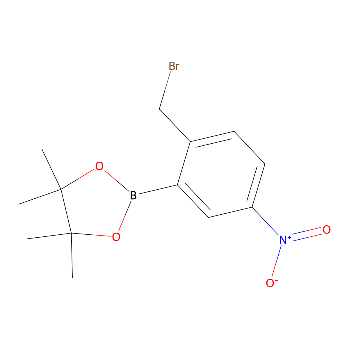 2-Bromomethyl-5-nitrophenylboronic acid, pinacol ester molecular structure, CAS 2096333-96-7