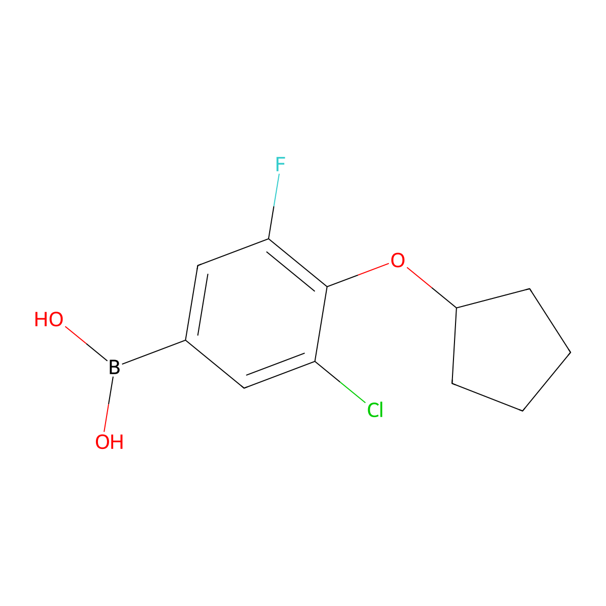 3-Chloro-4-(cyclopentyloxy)-5-fluorophenylboronic acid molecular structure, CAS 2096334-04-0
