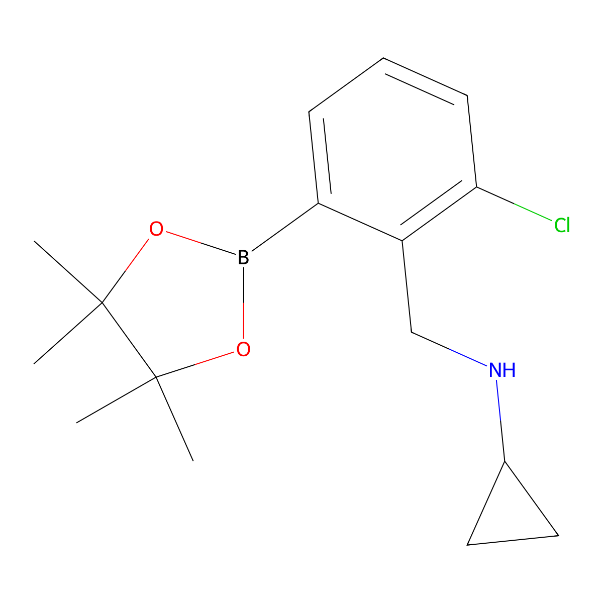 3-Chloro-2-(N-cyclopropylaminomethyl)phenylboronic acid, pinacol ester molecular structure, CAS 2096334-08-4