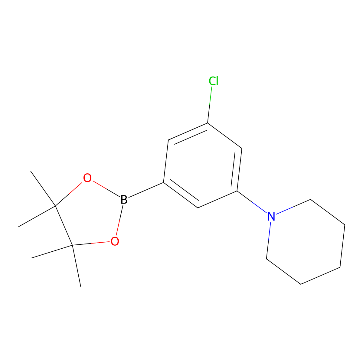 1-(3-Chloro-5-(4,4,5,5-tetramethyl-1,3,2-dioxaborolan-2-yl)phenyl)piperidine molecular structure, CAS 2096334-12-0
