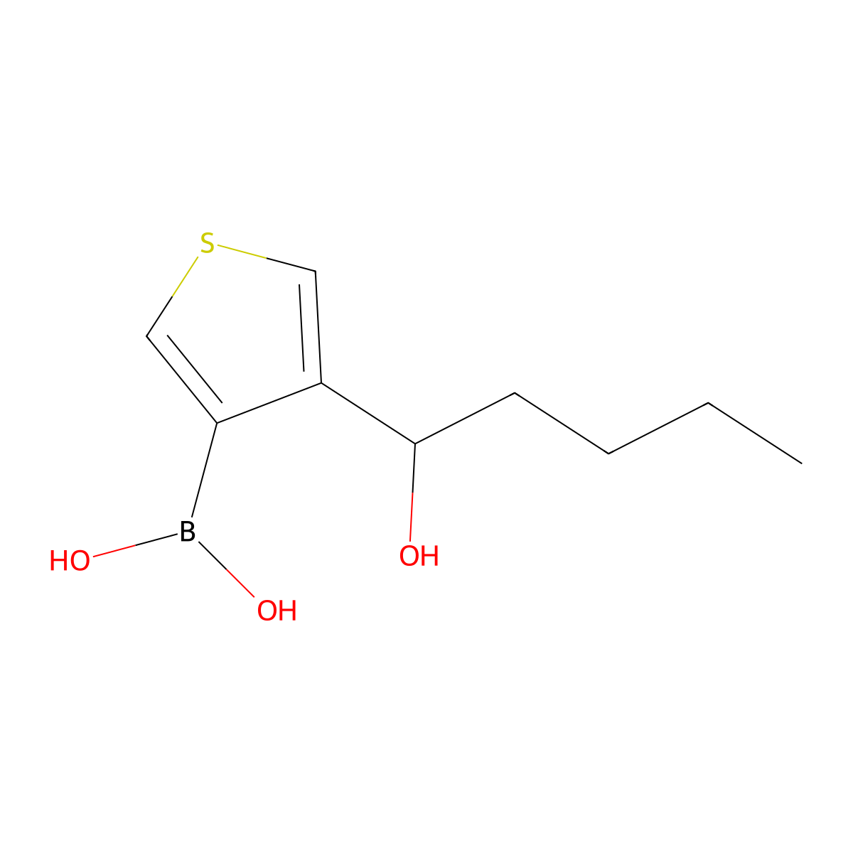 4-(1-Hydroxypentyl)thiophen-3-boronic acid molecular structure, CAS 2096334-17-5