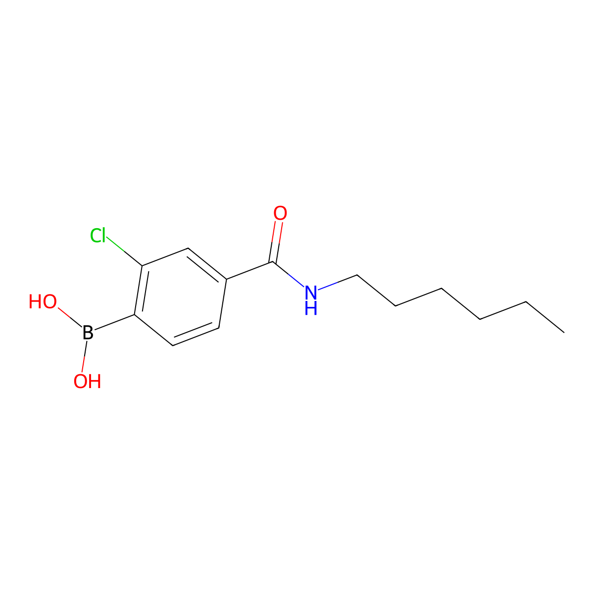(2-Chloro-4-(hexylcarbamoyl)phenyl)boronic acid molecular structure, CAS 2096334-20-0