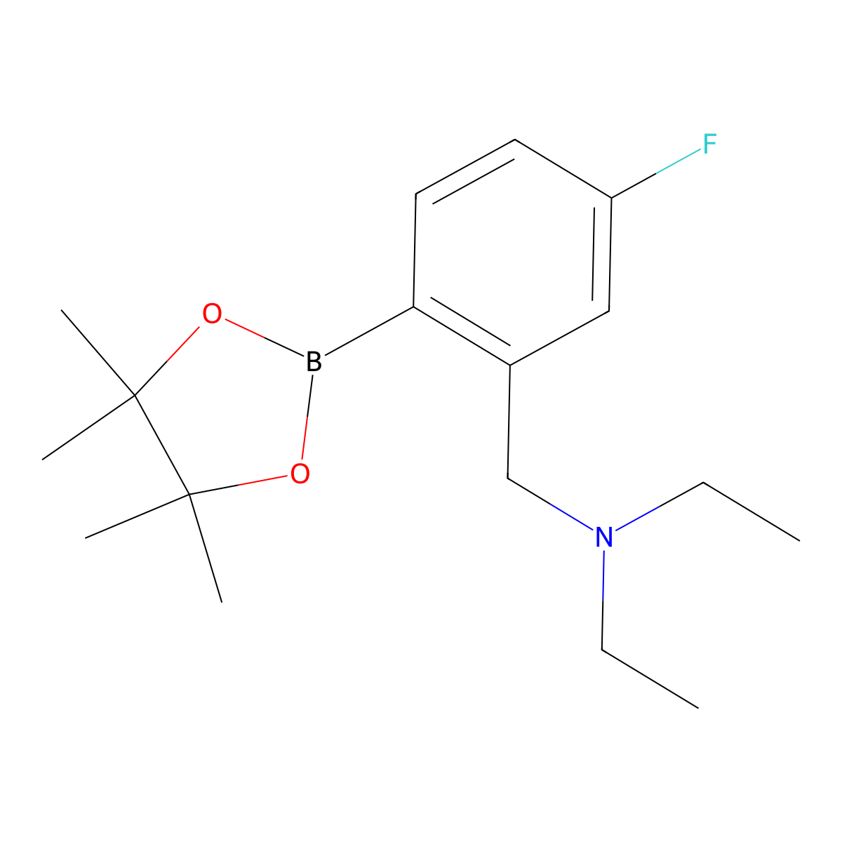 N-Ethyl-N-(5-fluoro-2-(4,4,5,5-tetramethyl-1,3,2-dioxaborolan-2-yl)benzyl)ethanamine molecular structure, CAS 2096334-23-3