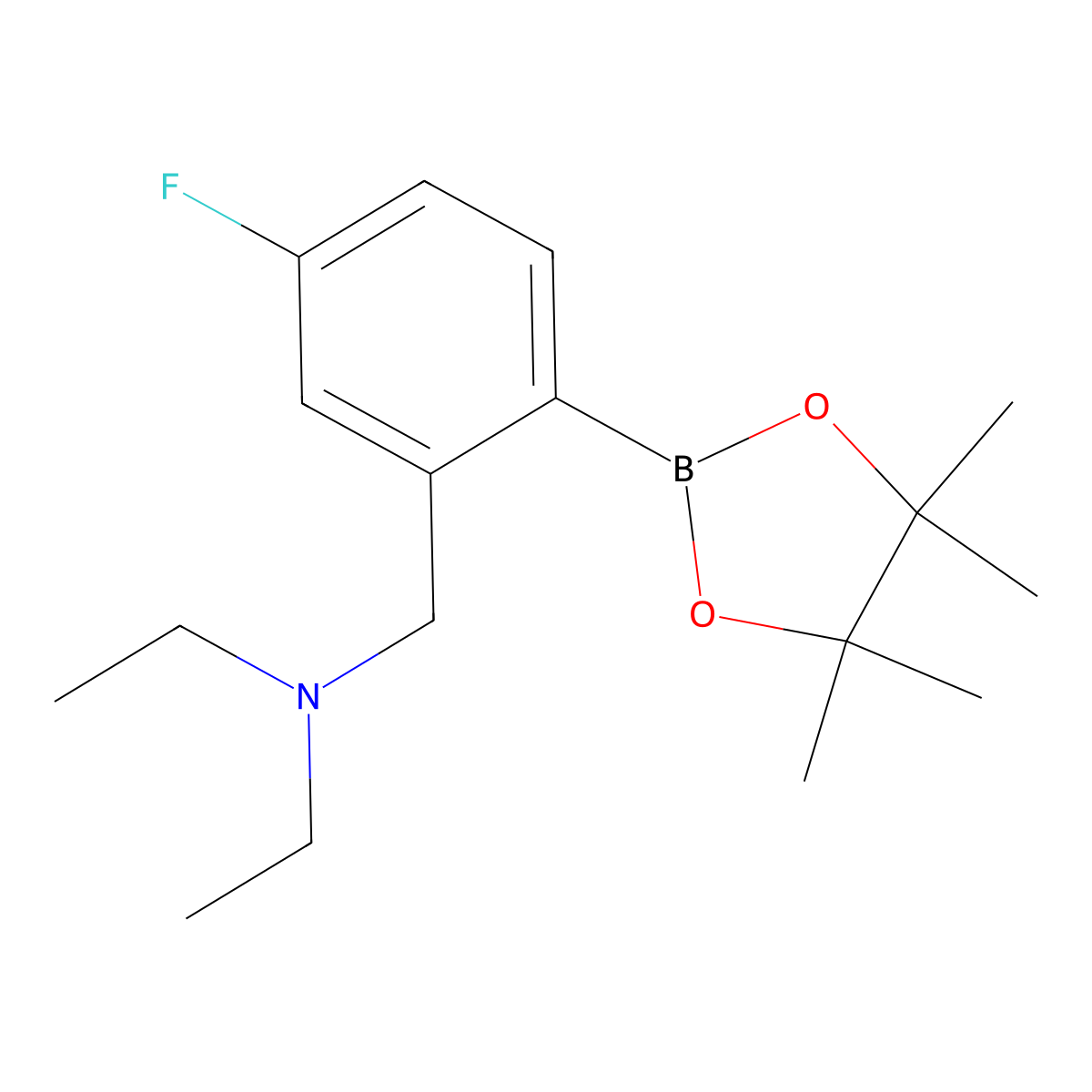 N-Ethyl-N-(5-fluoro-2-(4,4,5,5-tetramethyl-1,3,2-dioxaborolan-2-yl)benzyl)ethanamine molecular structure, CAS 2096334-23-3