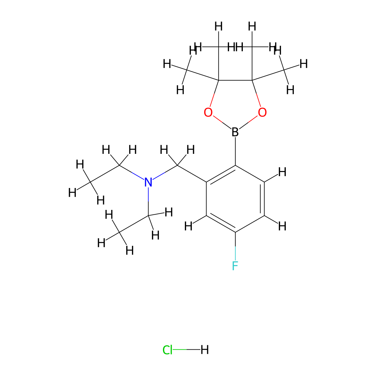 2-(Diethylaminomethyl)-4-fluorophenylboronic acid, pinacol ester, hcl molecular structure, CAS 2096334-24-4