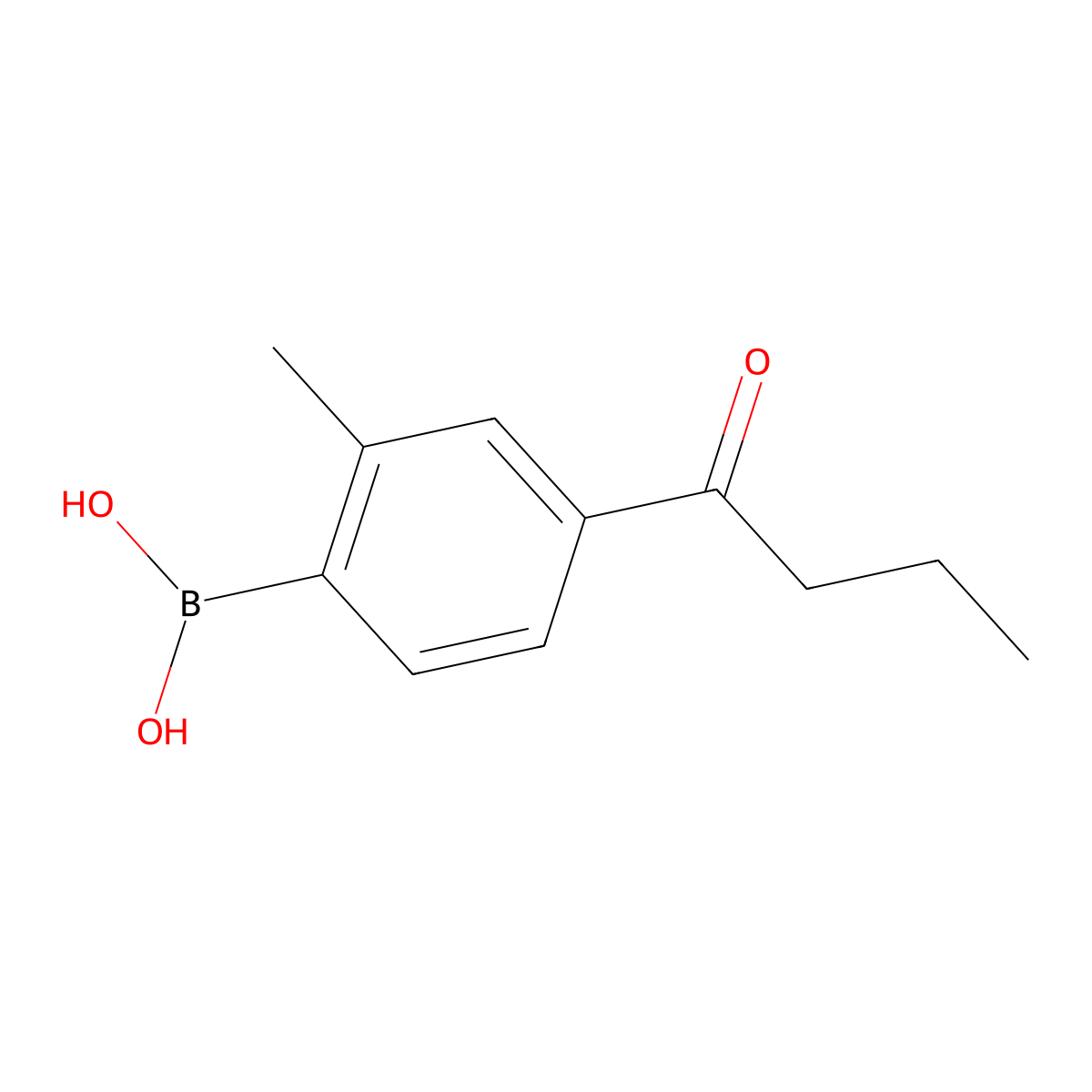 4-Butanoyl-2-methylphenylboronic acid molecular structure, CAS 2096334-25-5