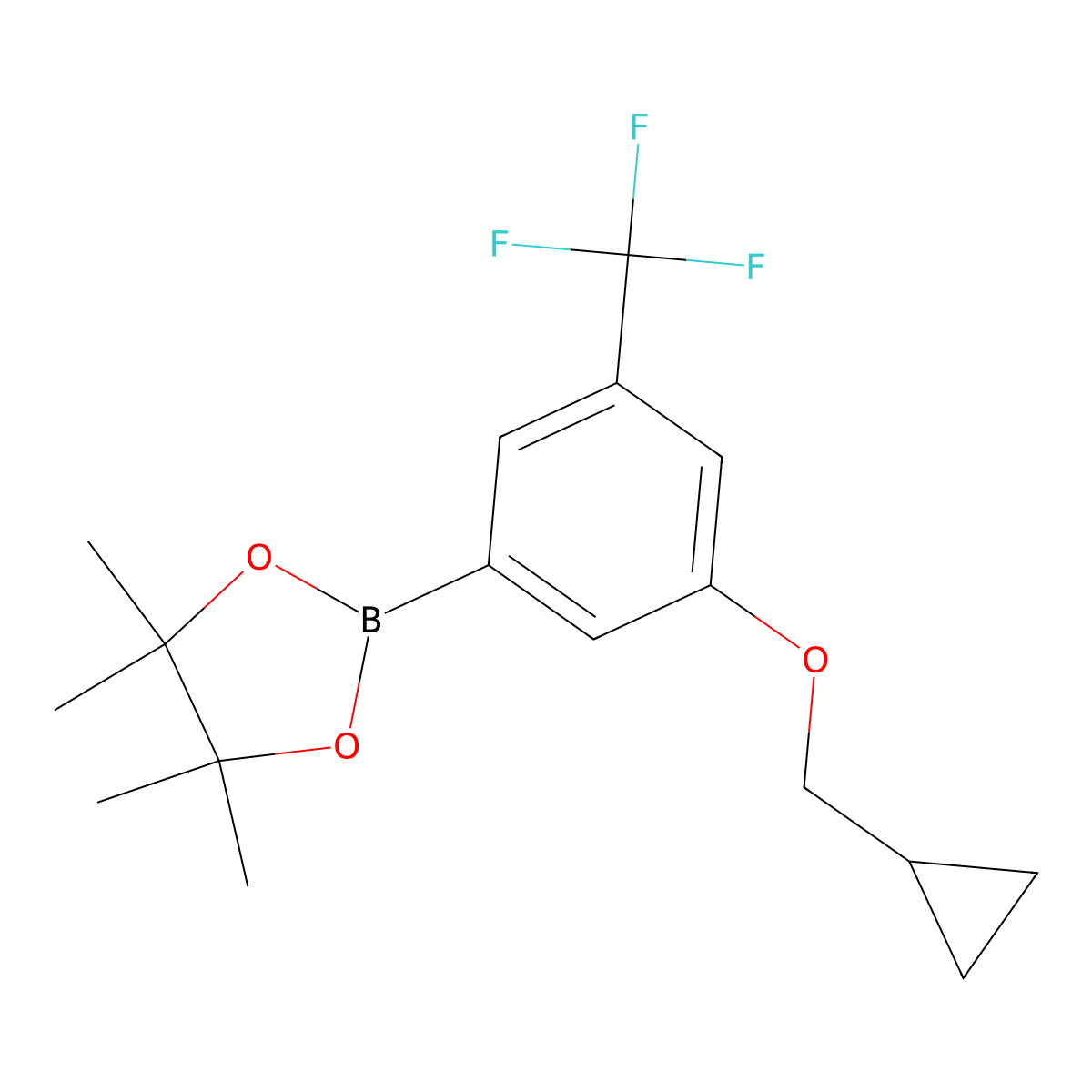 2-(3-(Cyclopropylmethoxy)-5-(trifluoromethyl)phenyl)-4,4,5,5-tetramethyl-1,3,2-dioxaborolane molecular structure, CAS 2096334-35-7