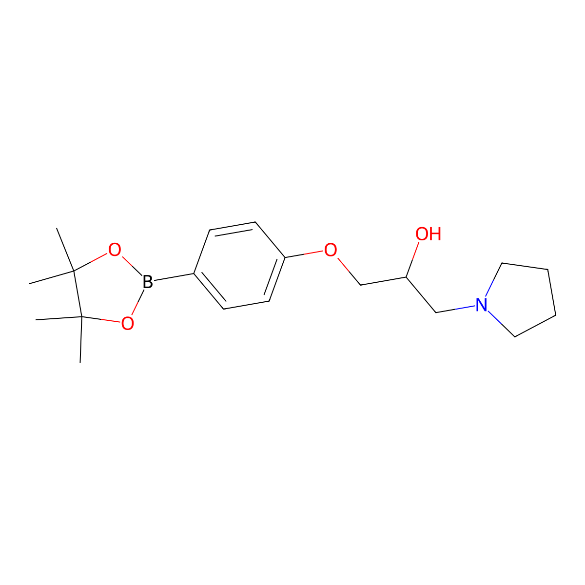 1-(Pyrrolidin-1-yl)-3-(4-(4,4,5,5-tetramethyl-1,3,2-dioxaborolan-2-yl)phenoxy)propan-2-ol molecular structure, CAS 2096334-38-0