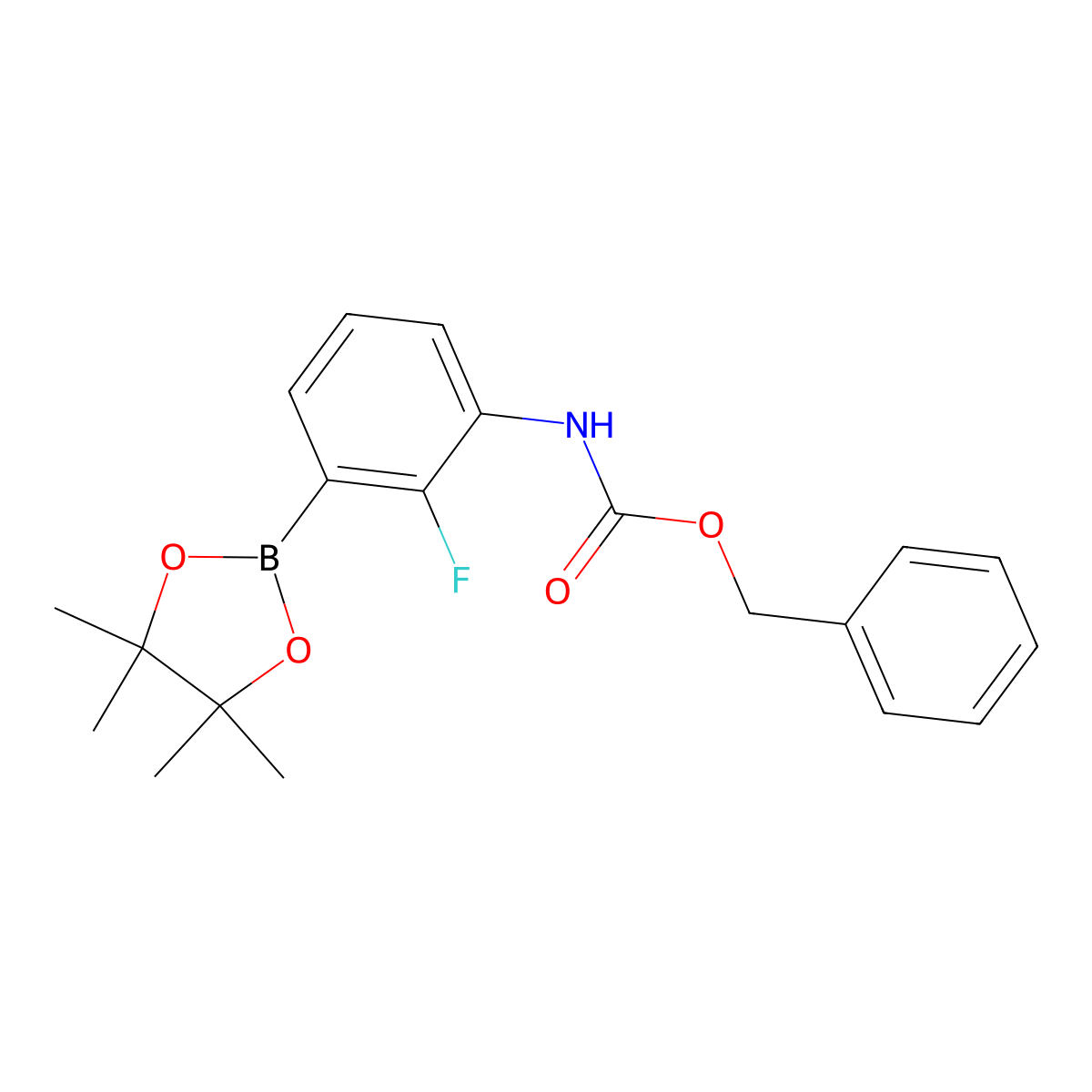 Benzyl (2-fluoro-3-(4,4,5,5-tetramethyl-1,3,2-dioxaborolan-2-yl)phenyl)carbamate molecular structure, CAS 2096334-41-5