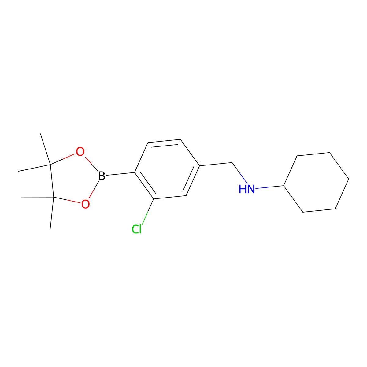N-(3-Chloro-4-(4,4,5,5-tetramethyl-1,3,2-dioxaborolan-2-yl)benzyl)cyclohexanamine molecular structure, CAS 2096334-42-6