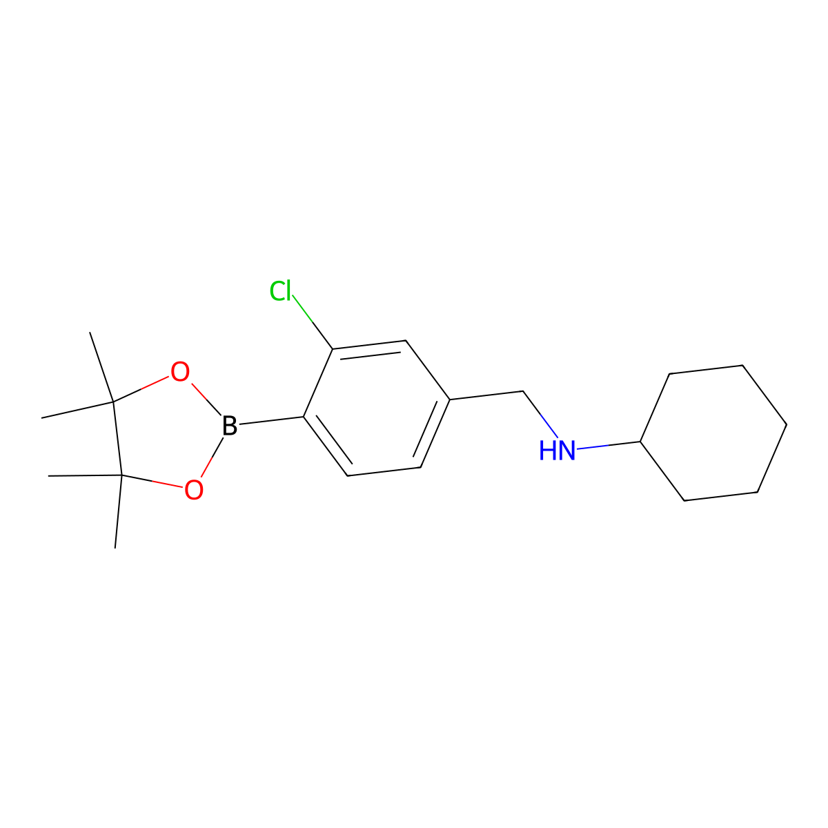 N-(3-Chloro-4-(4,4,5,5-tetramethyl-1,3,2-dioxaborolan-2-yl)benzyl)cyclohexanamine molecular structure, CAS 2096334-42-6