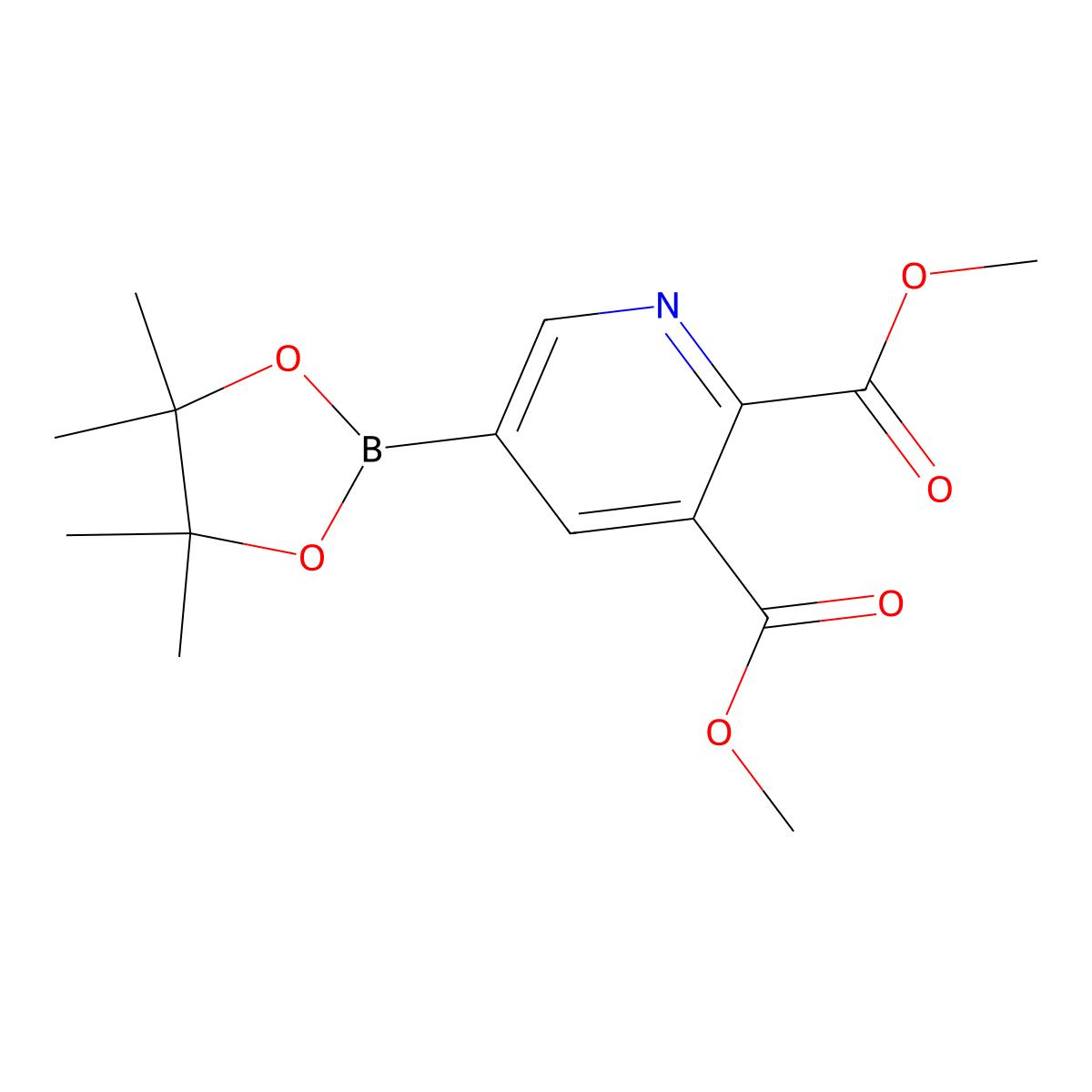 Dimethyl 5-(4,4,5,5-tetramethyl-1,3,2-dioxaborolan-2-yl)pyridine-2,3-dicarboxylate molecular structure, CAS 2096334-48-2