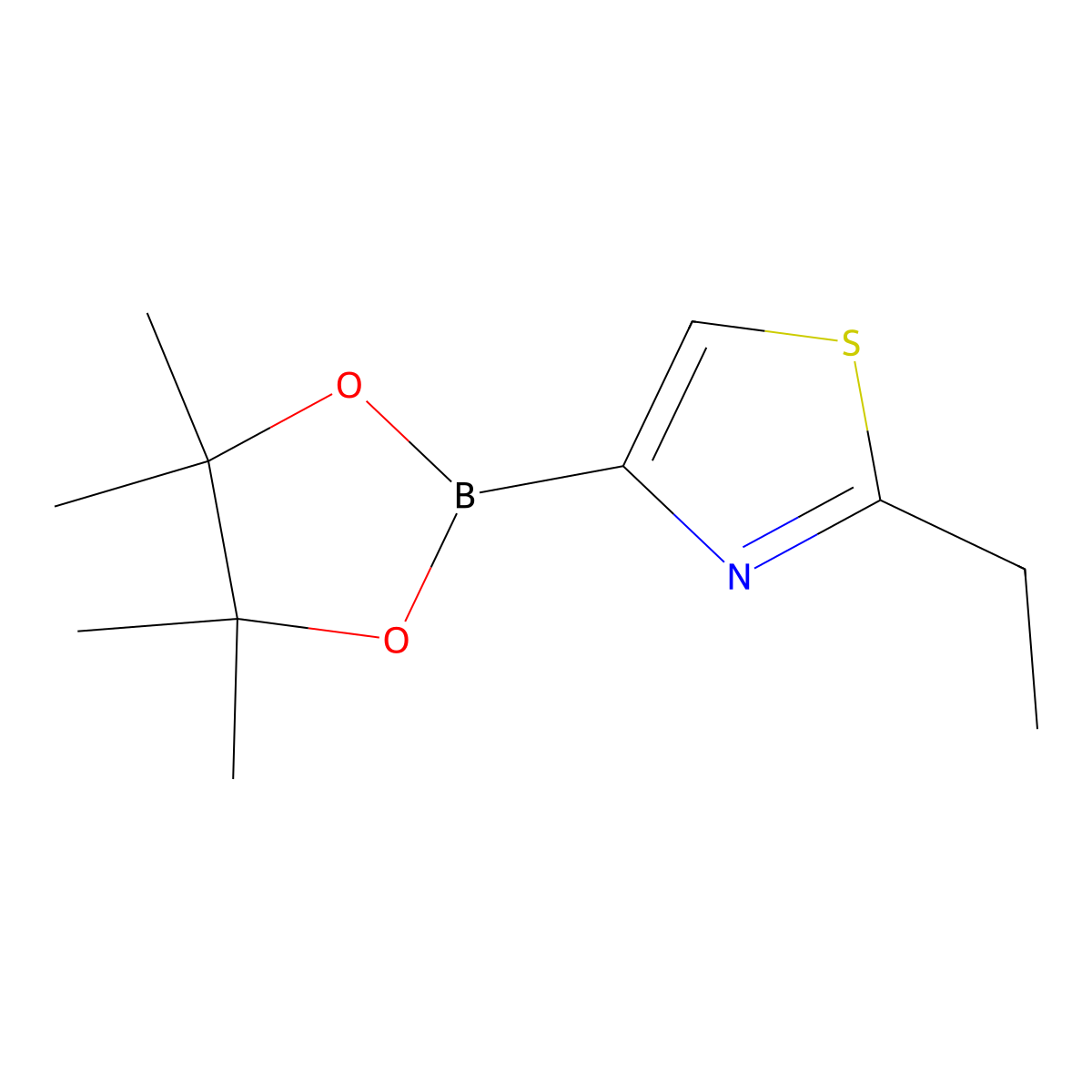 2-Ethyl-4-(4,4,5,5-tetramethyl-1,3,2-dioxaborolan-2-yl)thiazole molecular structure, CAS 2096334-53-9