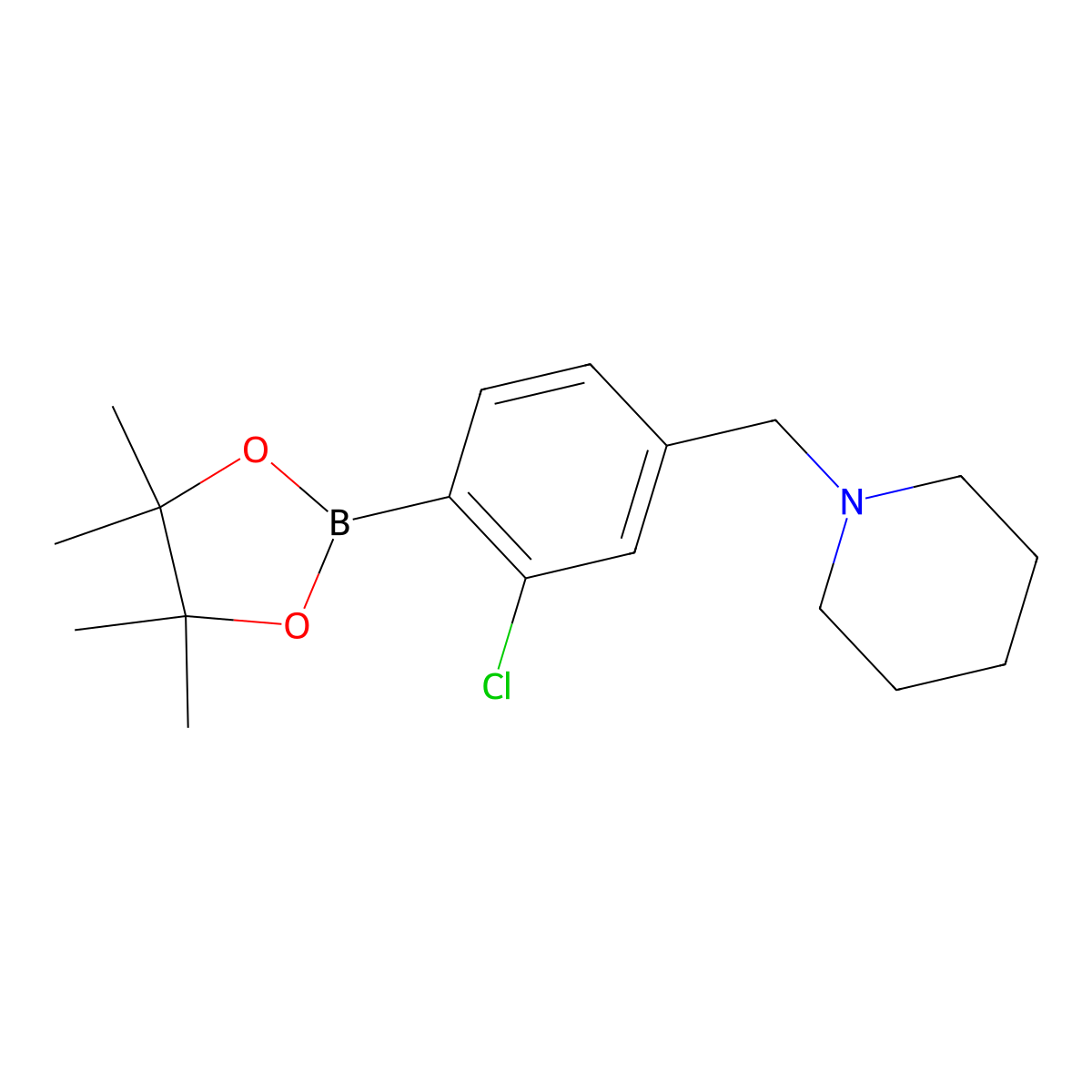 1-(3-Chloro-4-(4,4,5,5-tetramethyl-1,3,2-dioxaborolan-2-yl)benzyl)piperidine molecular structure, CAS 2096334-57-3