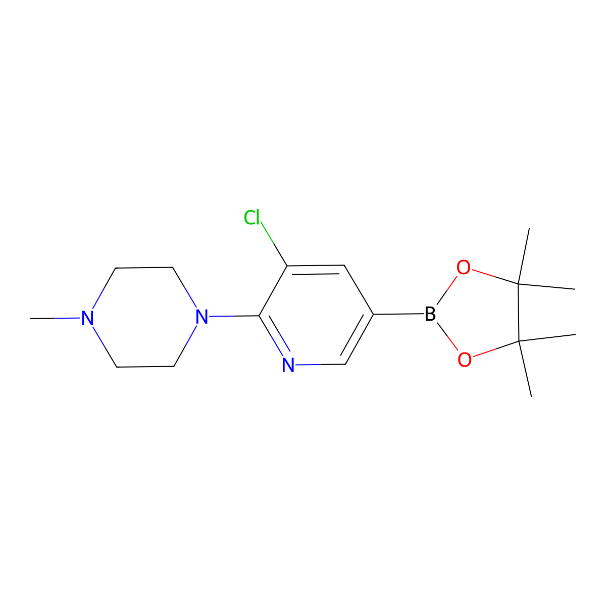 1-(3-Chloro-5-(4,4,5,5-tetramethyl-1,3,2-dioxaborolan-2-YL)pyridin-2-YL)-4-methylpiperazine molecular structure, CAS 2096334-60-8