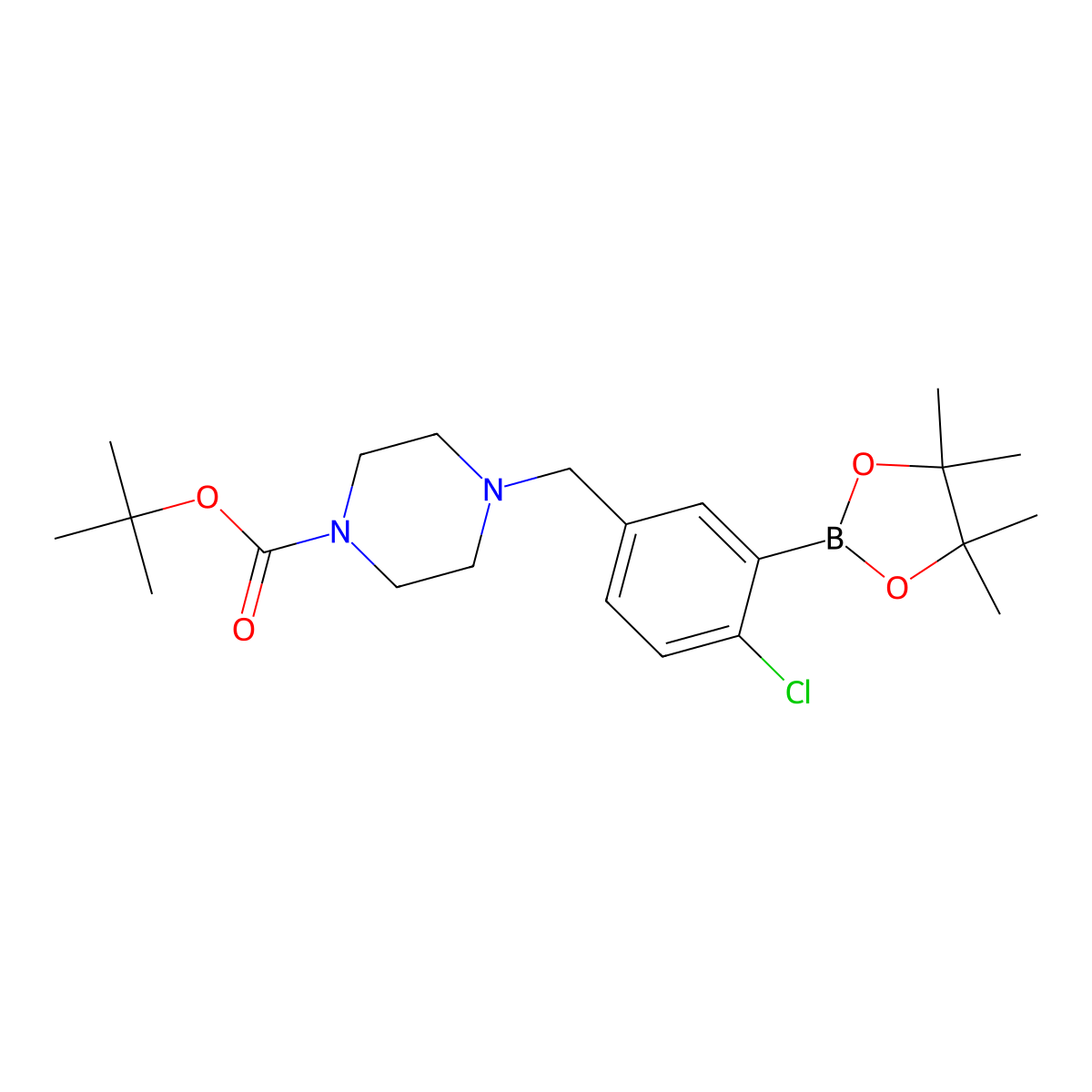5-(4-BOC-piperazinomethyl)-2-chlorophenylboronic acid, pinacol ester molecular structure, CAS 2096334-64-2