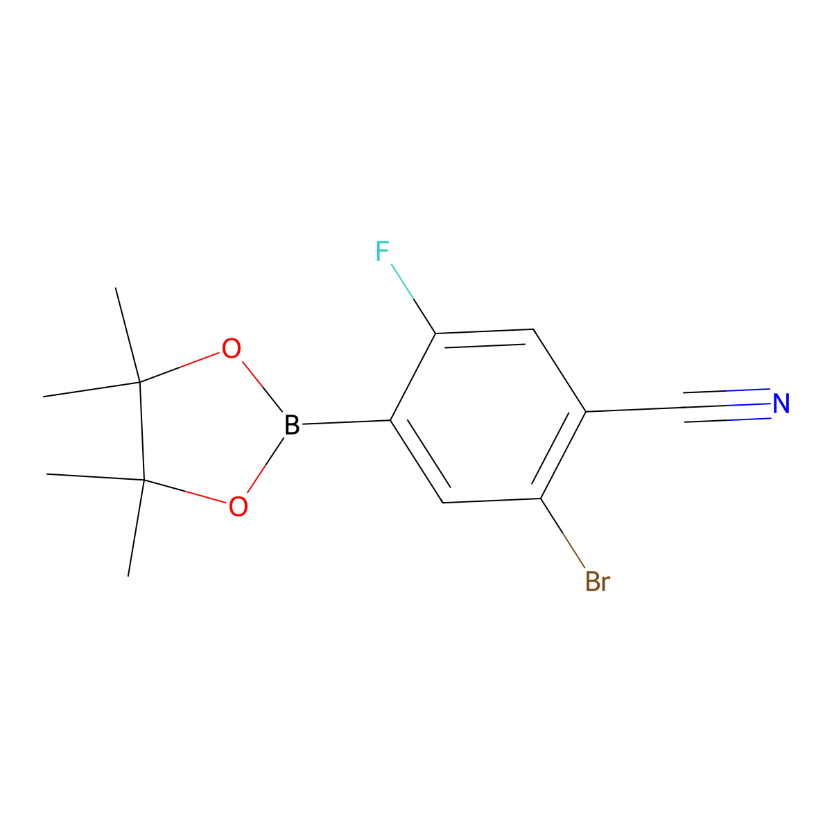 5-Bromo-4-cyano-2-fluorophenylboronic acid, pinacol ester molecular structure, CAS 2096334-68-6