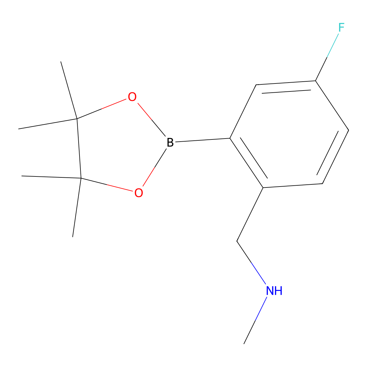 1-(4-Fluoro-2-(4,4,5,5-tetramethyl-1,3,2-dioxaborolan-2-yl)phenyl)-N-methylmethanamine molecular structure, CAS 2096334-69-7