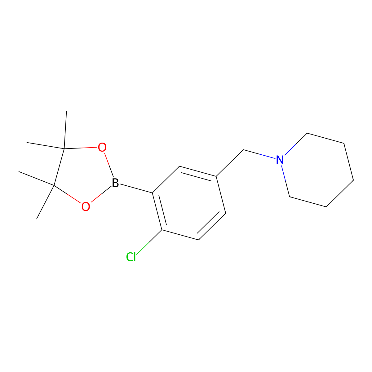 1-(4-Chloro-3-(4,4,5,5-tetramethyl-1,3,2-dioxaborolan-2-yl)benzyl)piperidine molecular structure, CAS 2096334-70-0